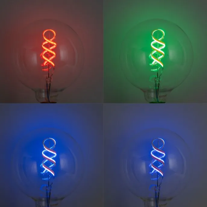 Set van 5 Smart E27 dimbare LED lampen G125 helder RGBW 4W 250 lm 2700K