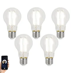 Set van 5 Smart E27 dimbare LED lampen A60 helder 7W 806 lm 2700-6500K