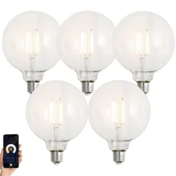 Set van 5 Smart E27 dimbare LED lampen G125 helder 7W 806 lm 2700-6500K