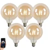 Set van 5 Smart E27 LED lamp G125 goud 4,9W 470 lm 1800-4000K