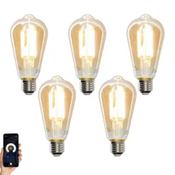Set van 5 Smart E27 LED lamp ST64 goud 7W 700 lm 1800-4000K