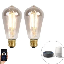 Set van 2 smart E27 LED lampen ST64 smoke 7W 400 lm 1800K