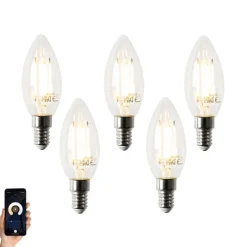 Set van 5 Smart E14 LED lampen B35 4,5W 470 lm 2700K