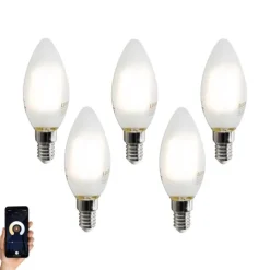 Set van 5 Smart E14 LED lampen C35 mat 4.2W 470 lm 2700-6500K