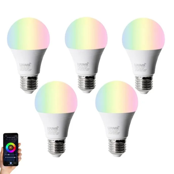 Set van 5 Smart E27 LED lampen A60 mat RGBW 9W 806 lm 2700-6500K