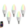 Set van 5 Smart E14 LED lampen C37 opaal RGBW 4.9W 470 lm 2700-6500K