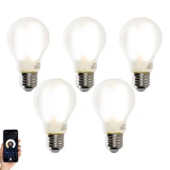 Set van 5 Smart E27 LED lamp A60 mat 7W 806 lm 1800-4000K