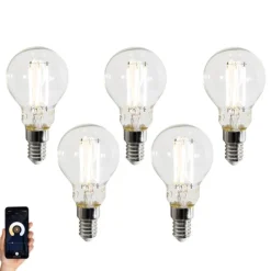 Set van 5 Smart E14 LED lampen P45 helder 4.2W 470 lm 2700-6500K