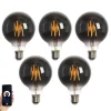 Set van 5 Smart E27 LED lamp G95 smoke 4W 60 lm 1800-3000K