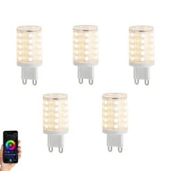 Set van 5 Smart G9 dimbare LED lampen helder 2.5W 250 lm 2700-6500K