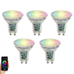 Set van 5 Smart GU10 50 LED lampen helder RGBW 4.5W 350 lm 2700-6000K