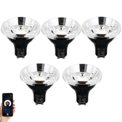 Set van 5 Smart GU10 dimbare LED lamp AR70 6W 500 lm 2200 - 6500K