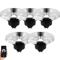 Set van 5 Smart GU10 dimbare LED lampen AR111 10W 800 lm 2200 - 6500K