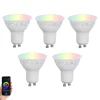 Set van 5 Smart GU10 50mm dimbare LED lampen opaal RGBW 4.7W 400 lm 2700-6500K