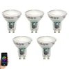 Set van 5 Smart GU10 50mm LED lampen helder 4.8W 400 lm 1800-6500K