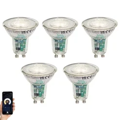 Set van 5 Smart GU10 50mm LED lampen helder 4.7W 345 lm 2200-4000K