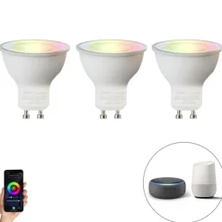 Set van 3 smart GU10 RGBW LED lampen 5W 350 lm 2200-4000K