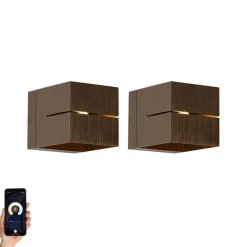 Set van 2 smart wandlampen donkerbrons 9,7 cm incl. Wifi G9 - Transfer Groove