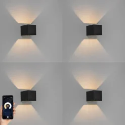 Set van 4 smart wandlampen zwart 8 cm incl. Wifi G9 - Transfer