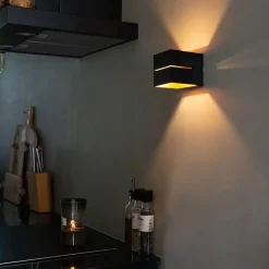 Set van 4 smart wandlampen zwart met goud 9,7 cm incl. Wifi G9 - Transfer Groove