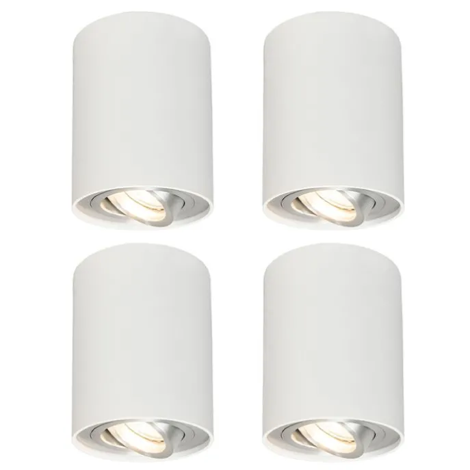 Set van 4 spots wit draai- en kantelbaar - Rondoo up