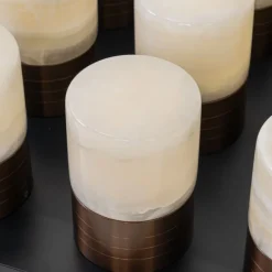 Set van 12 tafellampen donkerbrons RGBW oplaadbaar incl. laadstation - Alessia