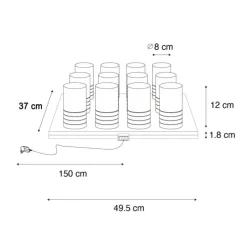 Set van 12 tafellampen donkerbrons RGBW oplaadbaar incl. laadstation - Alessia