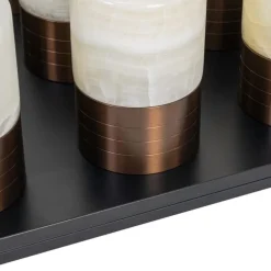 Set van 12 tafellampen donkerbrons RGBW oplaadbaar incl. laadstation - Alessia