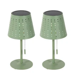 Set van 2 tafellampen groen oplaadbaar en solar - Ferre