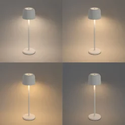 Set van 9 tafellampen mushroom off-white incl. laadstation - Raika