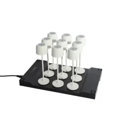 Set van 9 tafellampen mushroom off-white incl. laadstation - Raika