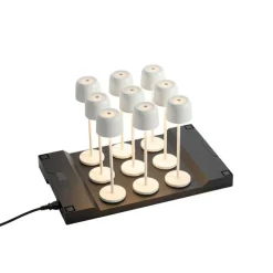 Set van 9 tafellampen mushroom off-white incl. laadstation - Raika