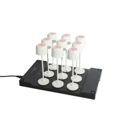 Set van 9 tafellampen mushroom off-white incl. laadstation - Raika