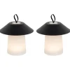 Set van 2 tafellampen mushroom zwart incl. LED oplaadbaar - Ivan