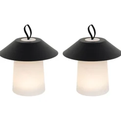 Set van 2 tafellampen mushroom zwart incl. LED oplaadbaar - Ivan
