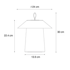 Set van 2 tafellampen mushroom zwart incl. LED oplaadbaar - Ivan