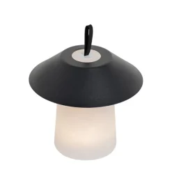 Set van 2 tafellampen mushroom zwart incl. LED oplaadbaar - Ivan