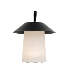 Set van 2 tafellampen mushroom zwart incl. LED oplaadbaar - Ivan