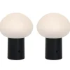 Set van 2 tafellampen mushroom zwart incl. LED oplaadbaar - Louise