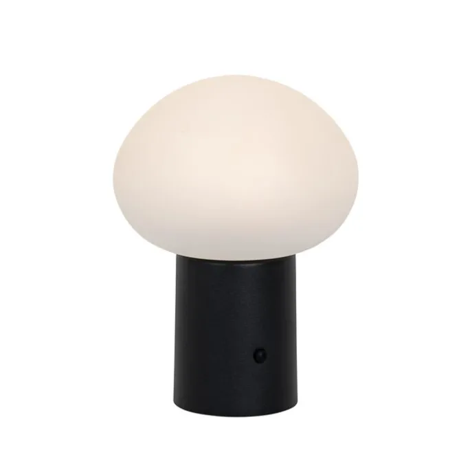 Set van 2 tafellampen mushroom zwart incl. LED oplaadbaar - Louise