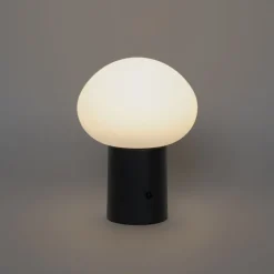 Set van 2 tafellampen mushroom zwart incl. LED oplaadbaar - Louise