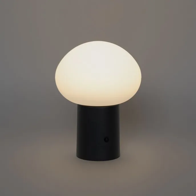 Set van 2 tafellampen mushroom zwart incl. LED oplaadbaar - Louise