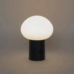 Set van 2 tafellampen mushroom zwart incl. LED oplaadbaar - Louise
