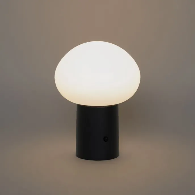 Set van 2 tafellampen mushroom zwart incl. LED oplaadbaar - Louise