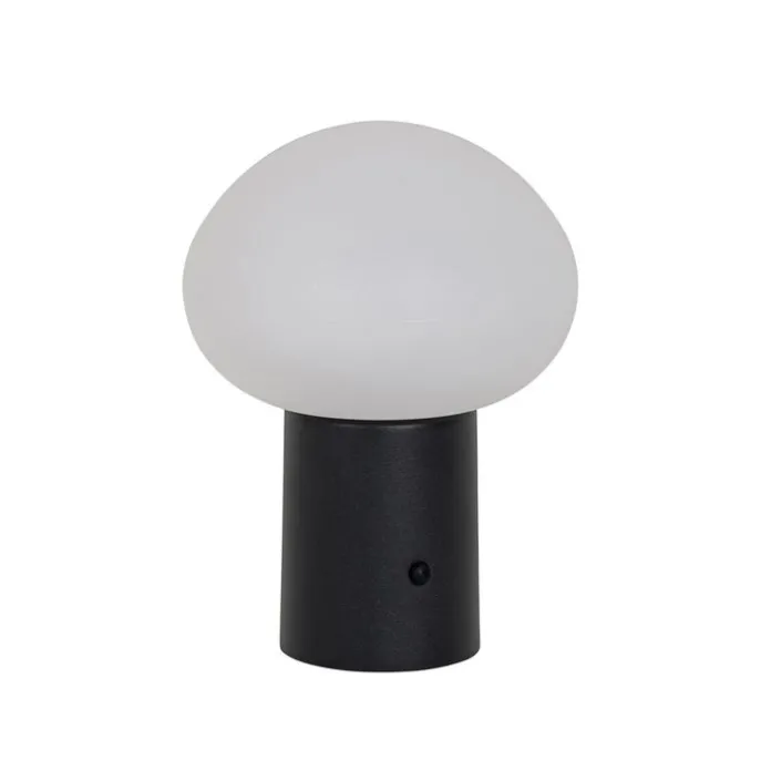 Set van 2 tafellampen mushroom zwart incl. LED oplaadbaar - Louise