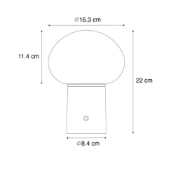 Set van 2 tafellampen mushroom zwart incl. LED oplaadbaar - Louise