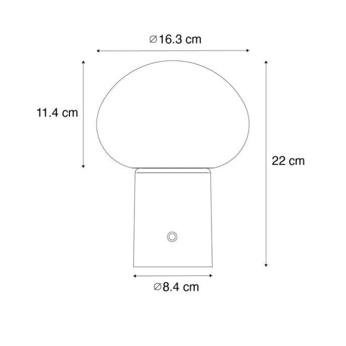 Set van 2 tafellampen mushroom zwart incl. LED oplaadbaar - Louise