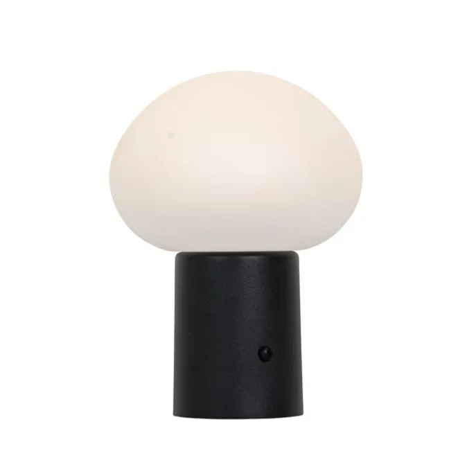 Set van 2 tafellampen mushroom zwart incl. LED oplaadbaar - Louise