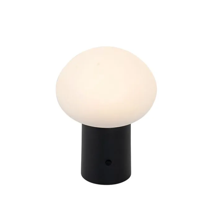 Set van 2 tafellampen mushroom zwart incl. LED oplaadbaar - Louise