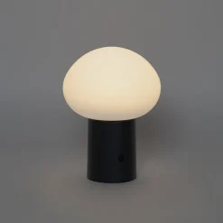 Set van 2 tafellampen mushroom zwart incl. LED oplaadbaar - Louise